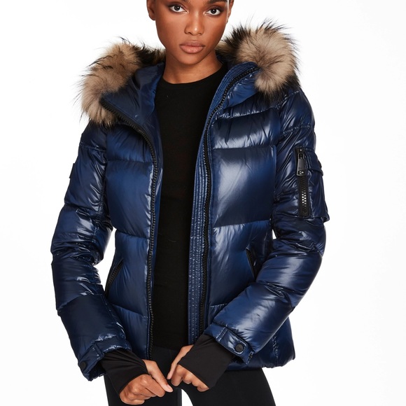 Sam Blake Blue Down Jacket W Racoon Fur 